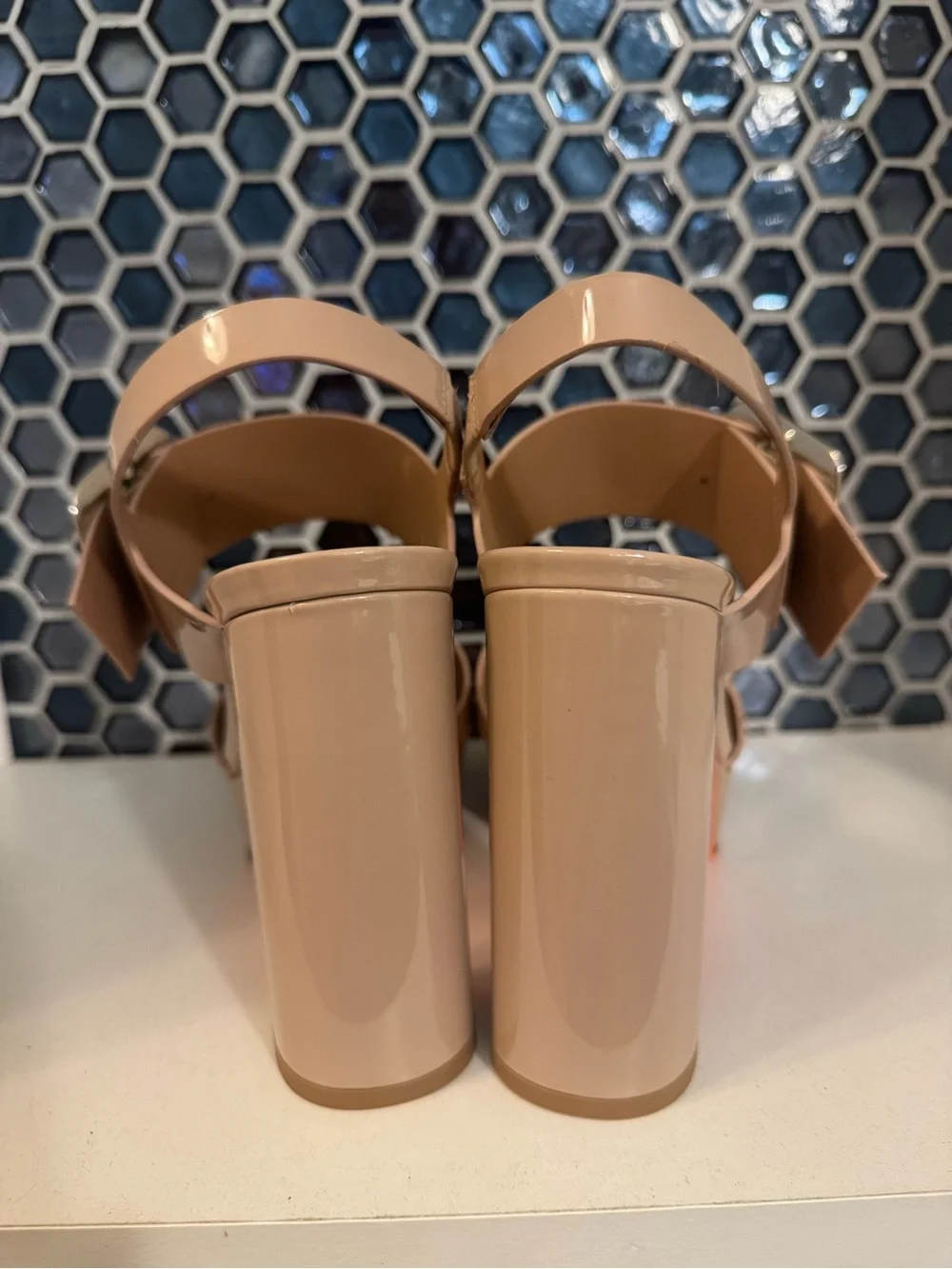 SANTONI Bruxel Nude Beige Platform Sandal, size 7.5